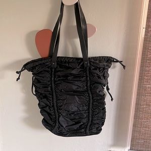 L.A.M.B. Gwen Stefani Ruched Nylon Tote Black